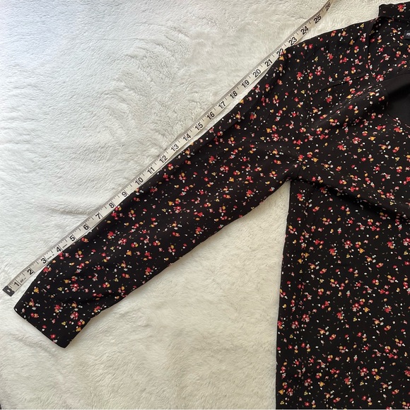 Madewell x Sezane Elly Floral Black Dainty Silk V Neck Dress Button Down Shift M - Picture 16 of 16